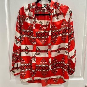 Karlie Red, Black & White Print 3/4 Sleeve Top